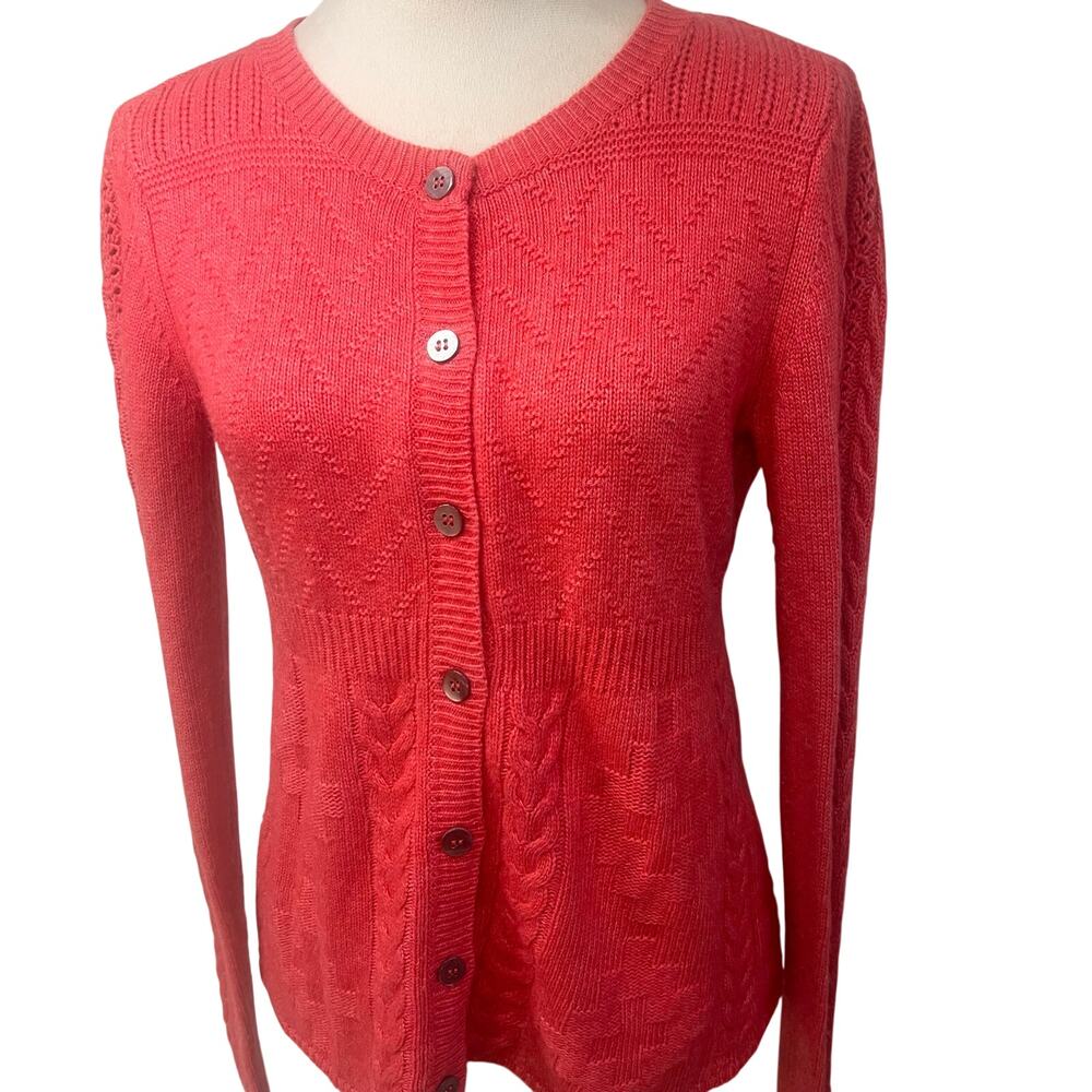 Sundance Coral Pink Alpaca Wool Blend Cardigan Sweater Small Boho Cottagecore